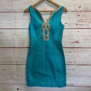 Lilly Pulitzer Janice Sheath Dress in Sea Blue Sz 0